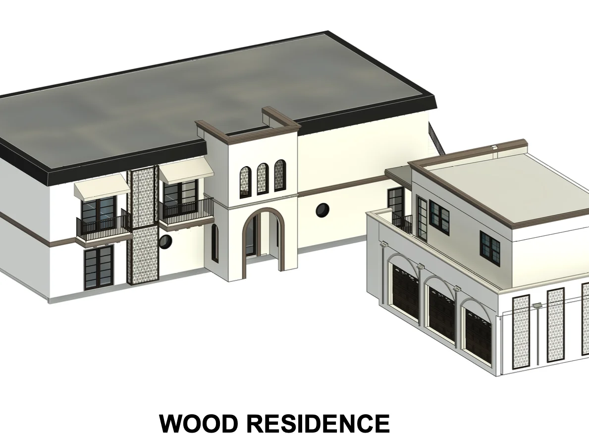 Architectural elevation rendering of the Wood Residence