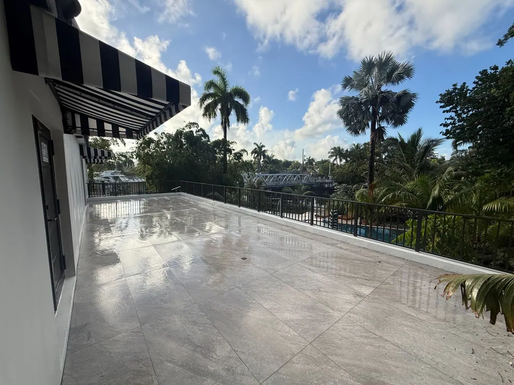 Riverside terrace overlooking the water